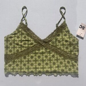 Green Floral Lace Cami Tank | Size L | NWT